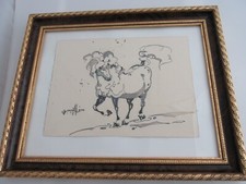 Carl V. Miller Original Pen & Ink Watercolor Wash Painting Horse Equestrian picture