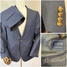 J.Crew Thompson Suit Mens 40S 34W Blue Textured Two Button Blazer Trousers Set picture