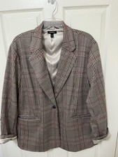 Torrid Size 2, Brown plaid Blazer Jacket Preppy Fall, Lined picture
