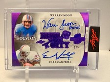 2026 Leaf Warren Moon/Earl Campbell Purple Holo Dual Autograph 5/5 picture