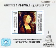 QUAITI STATE OF HADHRAMAUT 1967 Mi#Bl.21B  IMPERF.LEONARDO DA VINCI PAINTING S/S picture
