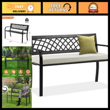 Weatherproof Outdoor Bench - Metal Patio Garden Seating, 480lbs Capacity, Grid B picture