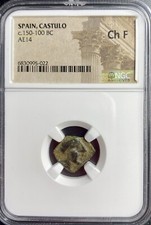 Oretani People 150BC-100BC NGC Graded Ancient Celtic Iberian Coin Bull Castulo picture