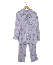 Moments Intimate 2 Piece Sleepwear Set Womens L Purple Floral Lounge Wear NEW picture