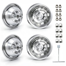 For 2008-2025 Ford E350 E450 16'' Stainless Steel Dual Wheel Simulators Covers picture