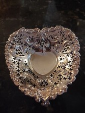 ANTIQUE STERLING SILVERSMITH  GORHAM Heart Shaped, Trinket, Footed Dish #4302 picture
