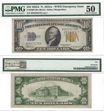 1934A  $10 PMG 50 Fr#2309 WWII Emergency Issue North Africa Silver Certificate picture