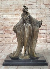 Signed 1920`s Doll Elegant Fashion Model Bronze Sculpture Art Nouveau decor picture