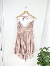 Free People Mauve Nude Boho Strappy Tiered Mini Dress Women’s Medium New  picture