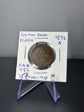 1872-A Prussia 3 Pfennige Coin – Wilhelm I – Copper – Berlin Mint KM#482 picture