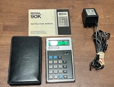 Vintage Royal 90K UA120 Calculator Green LCD, power cord, manual, case Tested picture