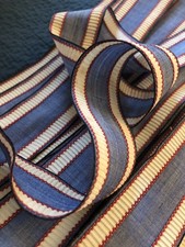 19 Yards Vintage Antique French Ribbon Trim Woven Border Blue Red White Stripe picture
