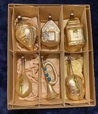 Vintage Christmas Ornaments Set of 6, Made In West Germany, Mercury Glass picture