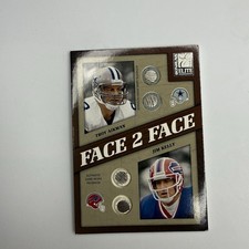 2004 Donruss Elite TROY AIKMAN JIM KELLY /125 FACE 2 FACE GAME WORN FACEMASKS picture