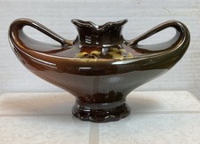 Antique Weller Louwelsa Art Pottery Pansy Vase Double Handle Early 1900s 8