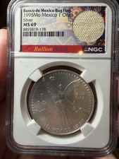 1995 Mexico 1 Onza Libertad NGC MS69 Banco de Mexico Bag Fragment Pedigree picture