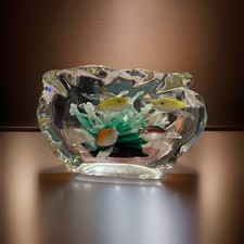 Vtg Murano Glass Block  Aquarium Fish  Sea Life Sommerso 10 1/2” Read Descript picture
