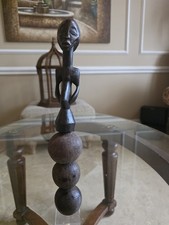 Vintage Hand Carved African Wooden Figure Statue Long Neck Elongated Art Tribal picture