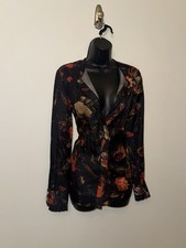 Givenchy Riccardo Tisci Archive Dark Floral Silk Blouse Snap Button FR 36 picture