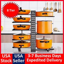 UPGRADED Pots & Pans Rack under Cabinet 8-Tier Pots and Pans Organizer Pots Lids picture
