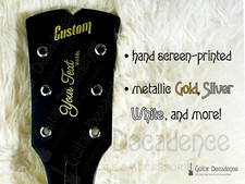 Custom Metallic Screen Printed Guitar Headstock Waterslide Decals 3x3 Headstocks picture