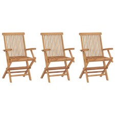 Folding Patio Chairs 3 pcs Solid Teak Wood picture