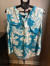 Torrid Teal Tropical Floral Gauze Sleeveless Blouse Size 1X NWT picture