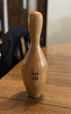 Vintage ZAR And Satin ZAR Wooden Bowling Pin Advertising Display picture