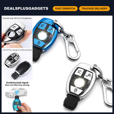 Stylish Silver & Blue Key Cover and Keychain for Mercedes Benz - Creative Access picture