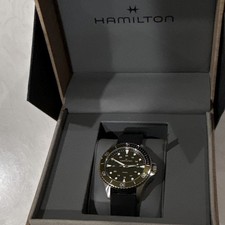 Hamilton Khaki Navy Scuba Quartz 37mm Green Dial  2-Tone & Original Straps 100m picture