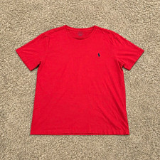 Polo Ralph Lauren Red Solid Crew Neck Short Sleeve Cotton T-Shirt Mens XL picture