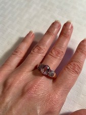 Sale STUNNING Sz 10 JTV Kunzite, Pink Sapphire,  White Diamond Ring 18K RoseGold picture