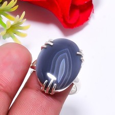Botswana Agate - Botswana Designer Handmade 925 Sterling Silver Ring S.8 R115715 picture
