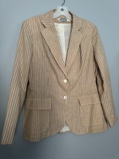 Vintage 70s The Villager Striped Linen Blazer Jacket ILGWU Made in USA L 14 picture