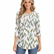 Womens 3/4 Sleeve Casual Blouse Summer Lightweight Business Top Pullover Shirt picture