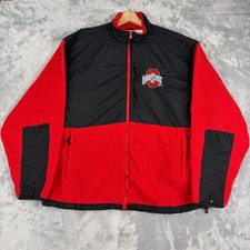 Vintage Ohio State Buckeyes Jacket Mens 2XL Red Logo Athletic Fleece Coat Black picture