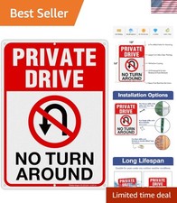 Private Drive Sign, No Turn Around Sign, Driveway Signs No Turnaround,14x10 I... picture