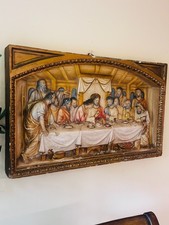 Vintage 3D Last Supper High-Relief Wall Plaque | Ornate Architectural Frame picture