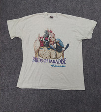VTG 90s Birds Paradise Florida Graphic T Shirt Fruit Loom Best XL Single Stitch picture