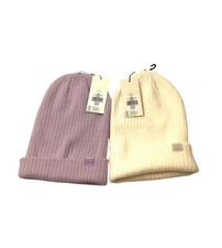 NWT 2 Pack CALIA Ribbed Beanie Lilac/ Cloud White picture