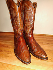Vintage Dan Post Brown Lizard Western Cowboy Boots, Style 2351, Men's US 11 B picture