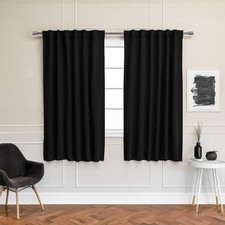 52 x 54 inch Solid Black Thermal Blackout Curtain Panels - Set of 2 picture