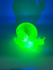 Fenton Yellow Opalescent Vaseline Uranium Glass Snail Figurine Orginal Sticker picture