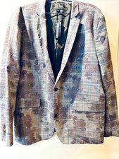 INC International Concepts Blazer Mens XXL Slim Fit Gray Plaid Floral NWT picture