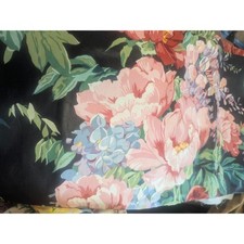 Vintage 1988 Wisteria Floral Chintz Fabric Black 3.2 Yards 54 Wide Teflon Finish picture
