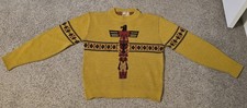 Vintage 60s-70s Brentwood Acrylic Thunderbird Totem Pole Sweater USA Men’s Large picture