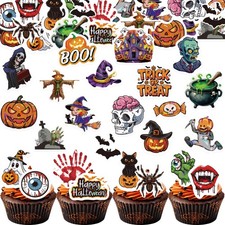 Fyeoxle 72PCS Edible Halloween Cupcake Toppers Wafer 1.77 inches, A-multi 1 picture