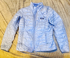Patagonia Down Sweater Women's M Light Blue Down Insulated Lightweight Full Zip picture