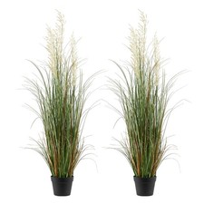 VEVOR Artificial Grass Plant 47 Inch Reed Flower Grass In Pot 2 Pack Green picture