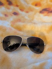 PRADA SPS 53P Aviator Polarized UV400 Sunglasses Gray Lens Silver Frame 135 picture